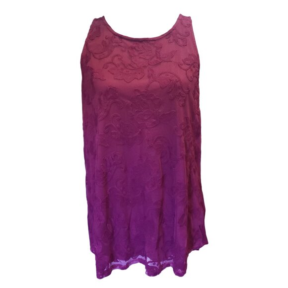 Maurices Womens Sleeveless Maroon Floral Lace Blouse XL - Picture 3 of 8
